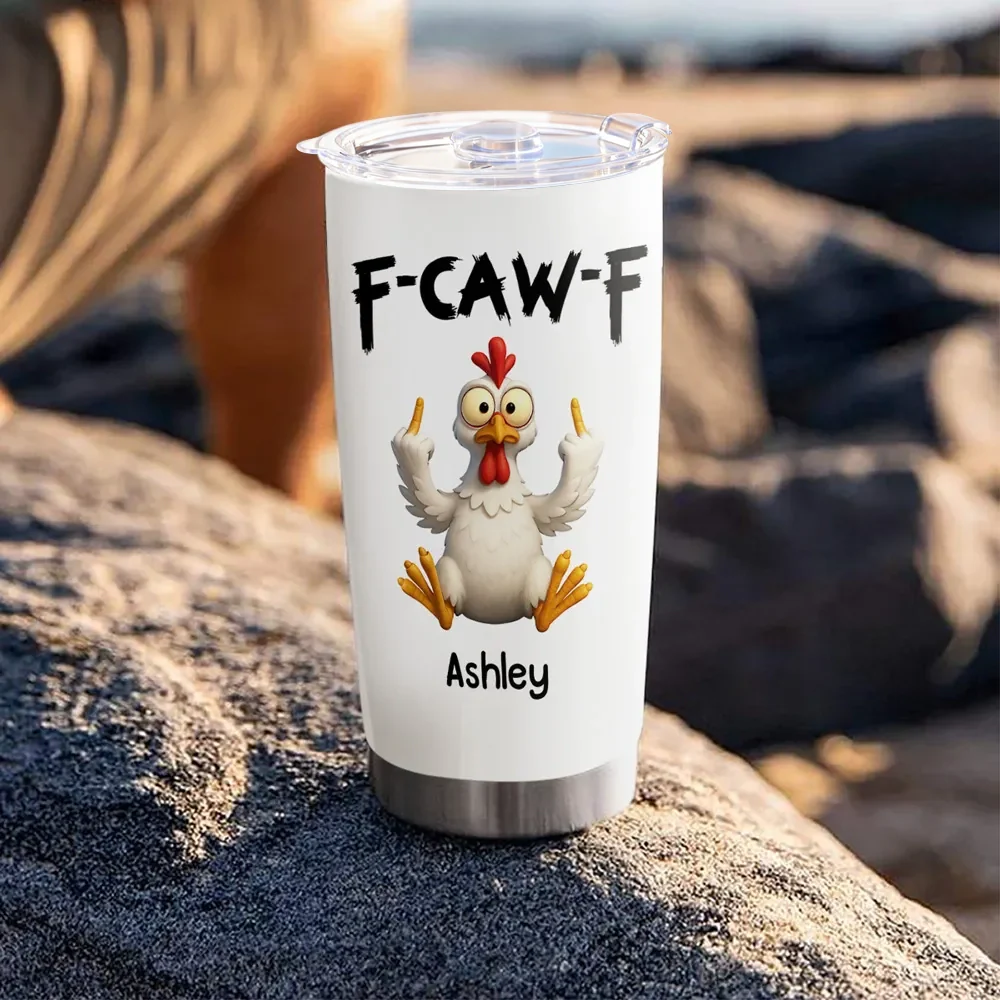 Personalized Insulated Travel Tumbler with Funny Work Vocabulary Chicken Design, Unique Creative Gift for Coworkers - Image 4