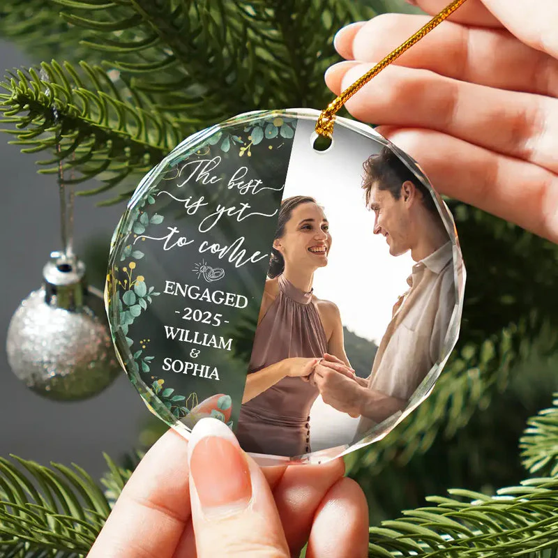 Crystal Ornament Personalized for an Engaged Couple, The Best Is Yet To Come Holiday Keepsake, Romantic Gift - Image 3