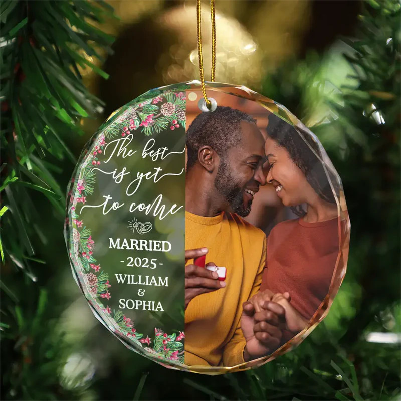 Crystal Ornament Personalized for an Engaged Couple, The Best Is Yet To Come Holiday Keepsake, Romantic Gift - Image 6