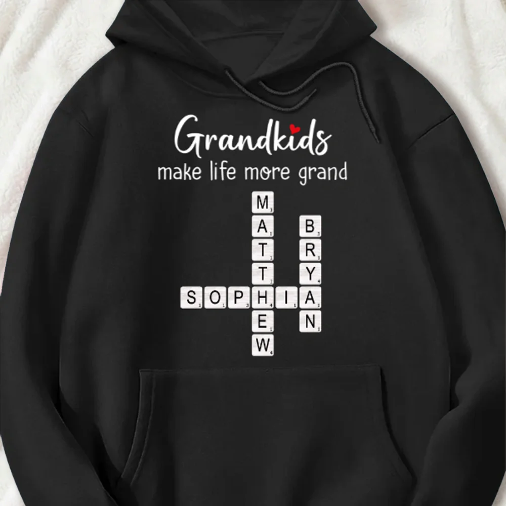 Grandkids Make Life More Grand Classic Tee, Personalized Crossword Name Shirt, Unique Gift for Grandma or Mom - Image 3