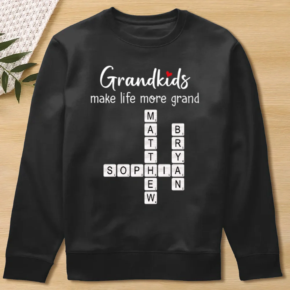 Grandkids Make Life More Grand Classic Tee, Personalized Crossword Name Shirt, Unique Gift for Grandma or Mom - Image 4