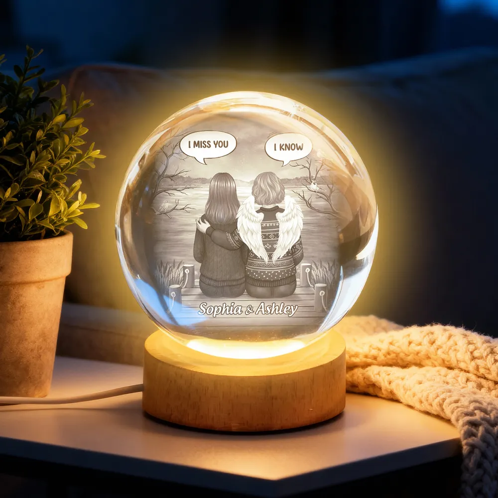 Personalized Globe Lamp with I Miss You I Know Back View Scene, Unique Memorial Sympathy Gift for Family - Image 3