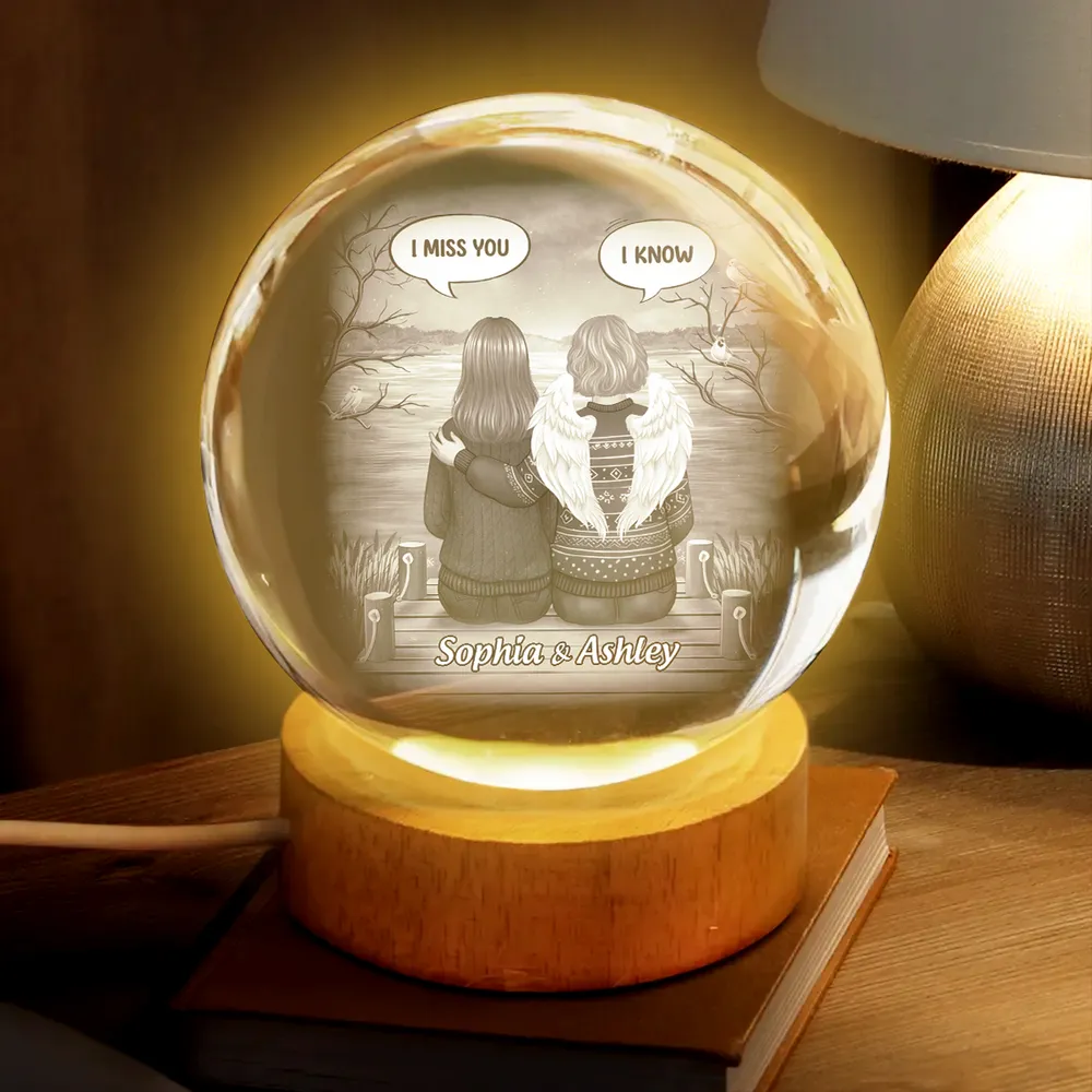 Personalized Globe Lamp with I Miss You I Know Back View Scene, Unique Memorial Sympathy Gift for Family - Image 4