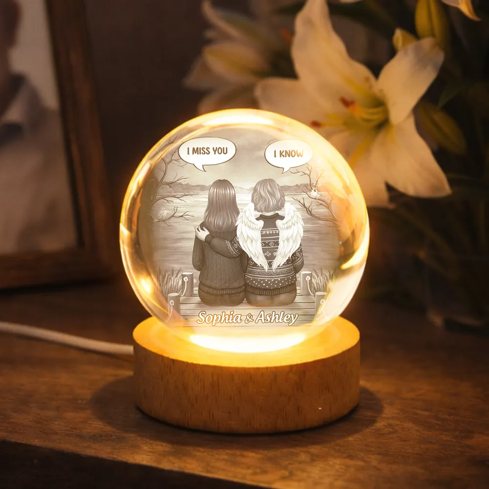 Personalized Globe Lamp with I Miss You I Know Back View Scene, Unique Memorial Sympathy Gift for Family - Image 5