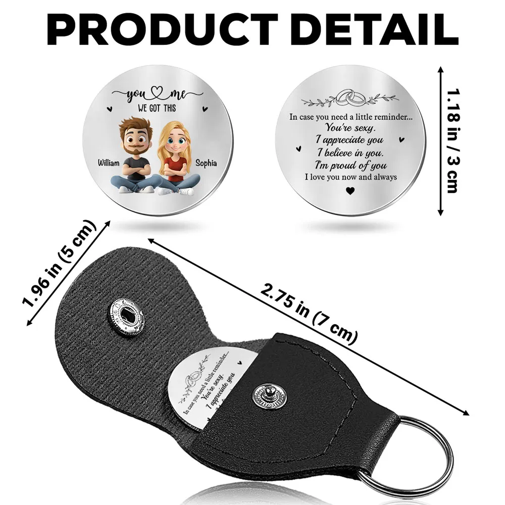 Personalized Pocket Hug Token With Cartoon Couple You & Me We Got This - Unique Everyday Carry Gift For Him or Her - Image 5