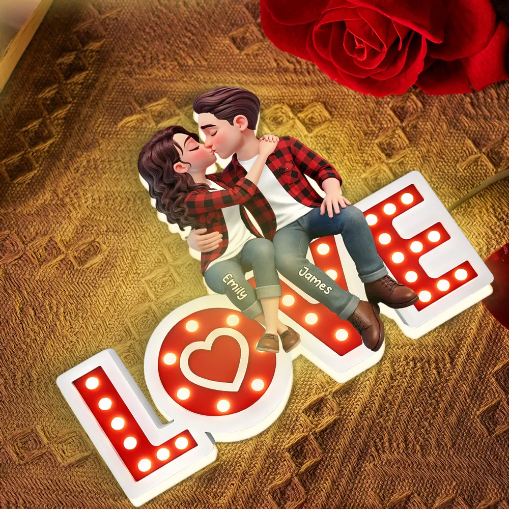 Personalized Acrylic Light Box Kissing Couple on LOVE Sign, Cozy Warm Glow Bedroom Decor, Unique Gift for Him or Her - Image 7