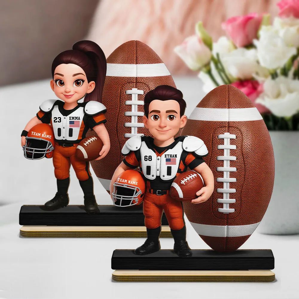 Proud Football Player 2-Layer Wooden Plaque, Personalized Keepsake for Players and Families, Heartwarming Gift - Image 2