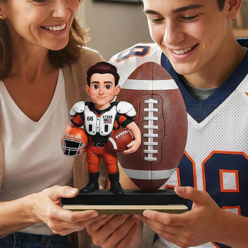 Proud Football Player 2-Layer Wooden Plaque, Personalized Keepsake for Players and Families, Heartwarming Gift - Image 5