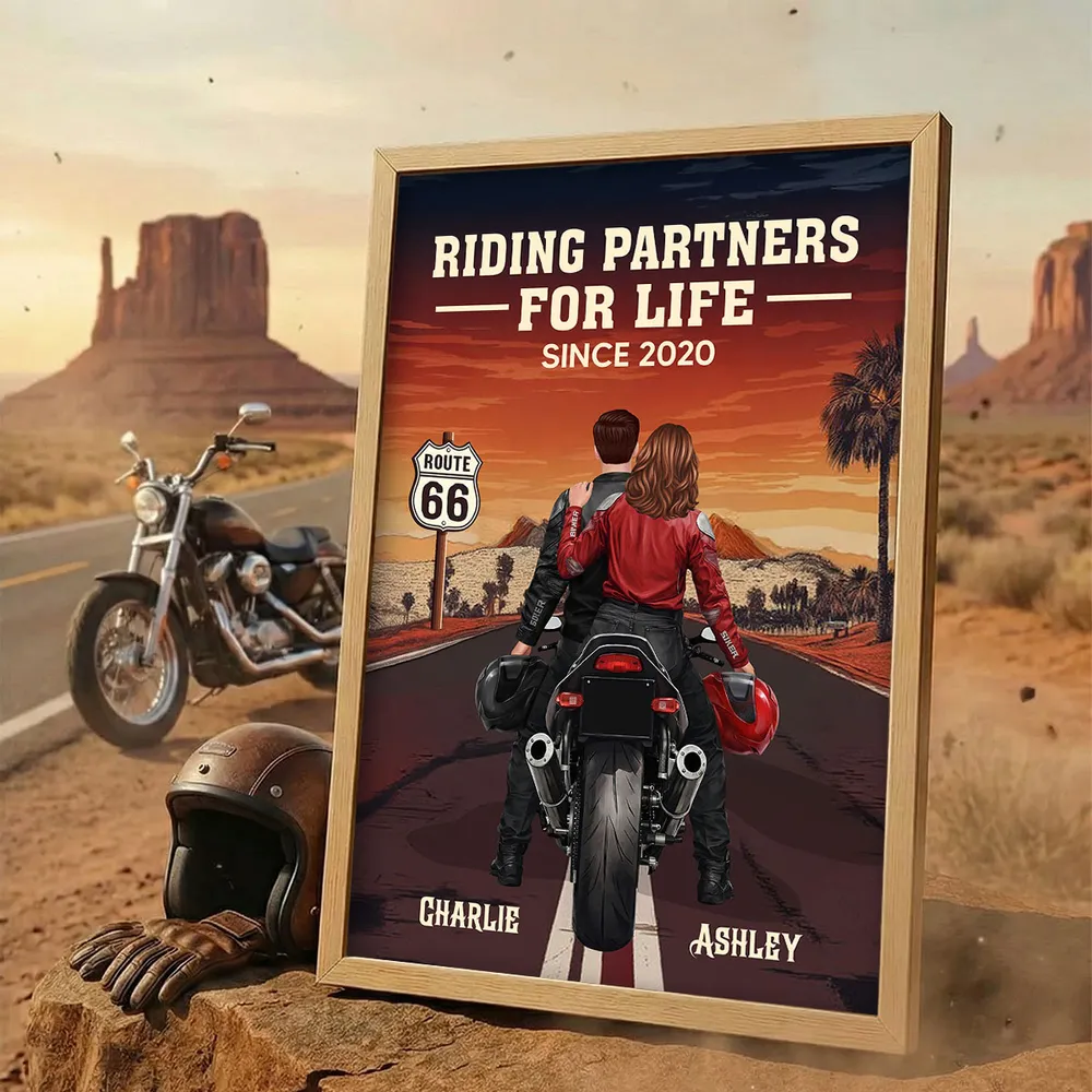 Riding Partners for Life Poster Custom Couple Motorcycle Wall Art for Your Home A Heartwarming Unique Gift - Image 2