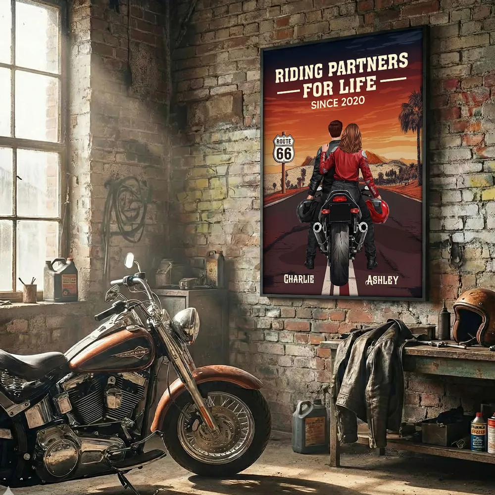 Riding Partners for Life Poster Custom Couple Motorcycle Wall Art for Your Home A Heartwarming Unique Gift - Image 4