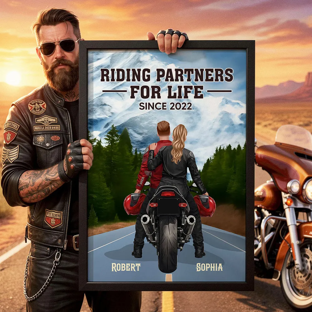 Riding Partners for Life Poster Custom Couple Motorcycle Wall Art for Your Home A Heartwarming Unique Gift - Image 5