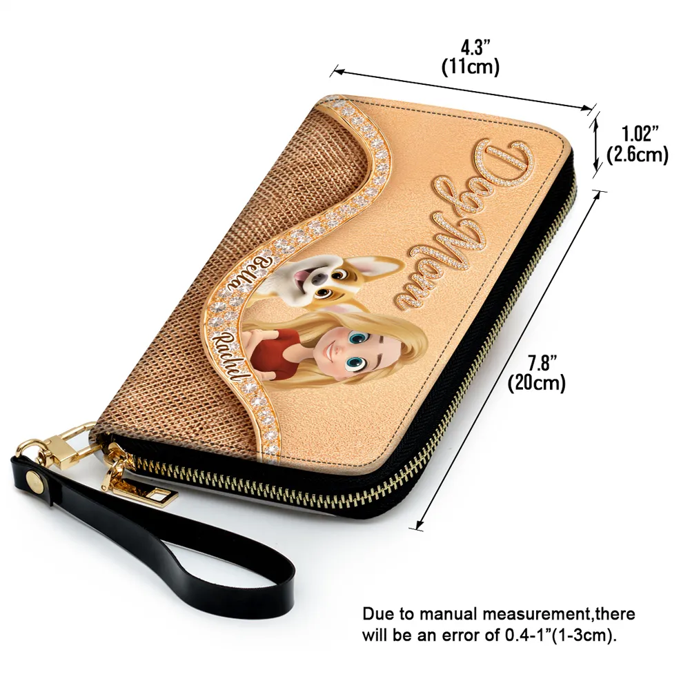 Personalized Dog Mom Leather Long Wallet, Custom Cartoon Woman & Puppy, Sleek Daily Carry, Unique Gift for Her - Image 5