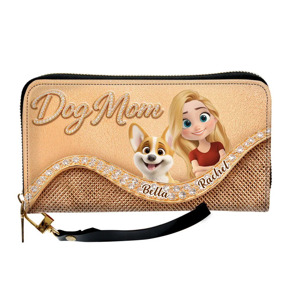 Personalized Dog Mom Leather Long Wallet, Custom Cartoon Woman & Puppy, Sleek Daily Carry, Unique Gift for Her - Image 7