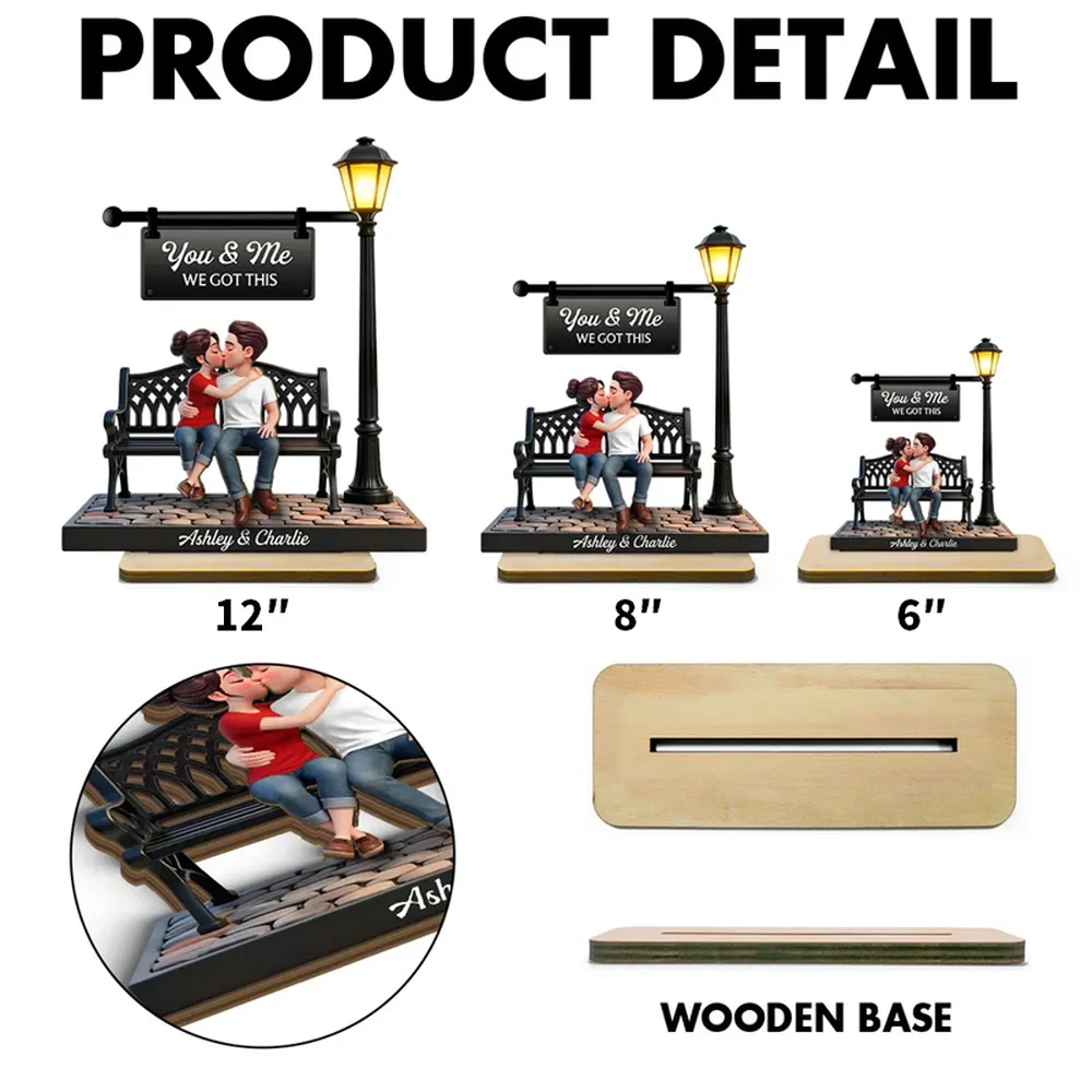 You & Me We Got This Personalized 2-Layer Wooden Plaque Sweet Couple Bench Kiss Keepsake A Heartwarming Gift for Couples - Image 7
