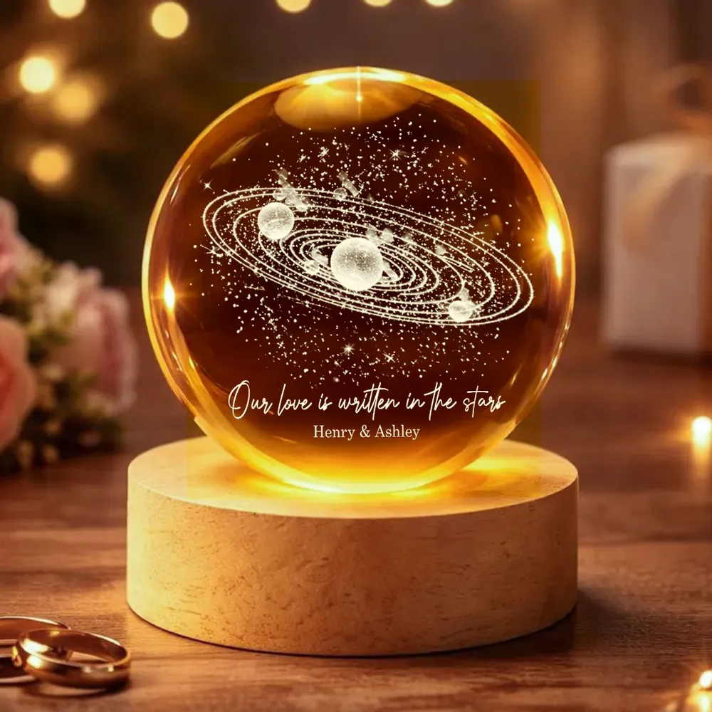 Personalized Globe Lamp with Starry Orbit Design Romantic Night Light Unique Gift for Couple - Image 3