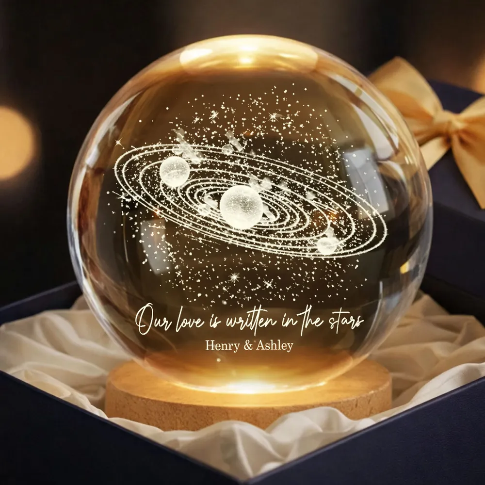 Personalized Globe Lamp with Starry Orbit Design Romantic Night Light Unique Gift for Couple - Image 4