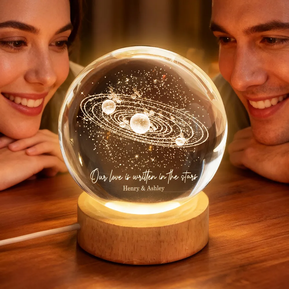 Personalized Globe Lamp with Starry Orbit Design Romantic Night Light Unique Gift for Couple - Image 5