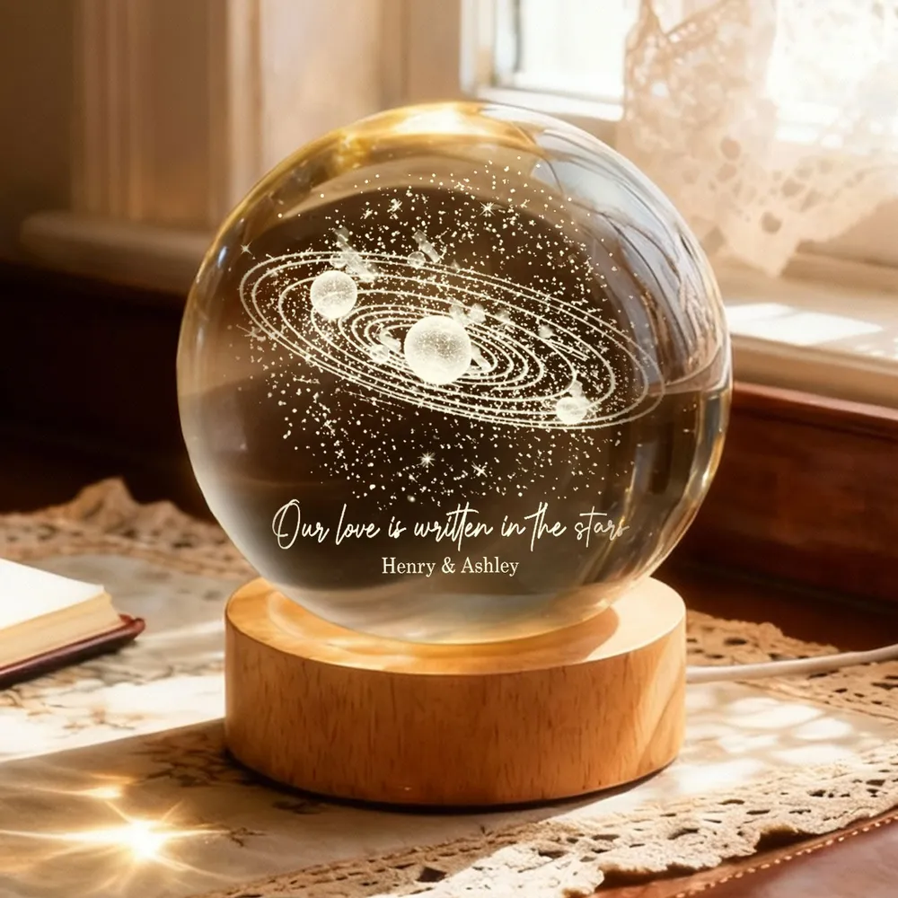 Personalized Globe Lamp with Starry Orbit Design Romantic Night Light Unique Gift for Couple - Image 6