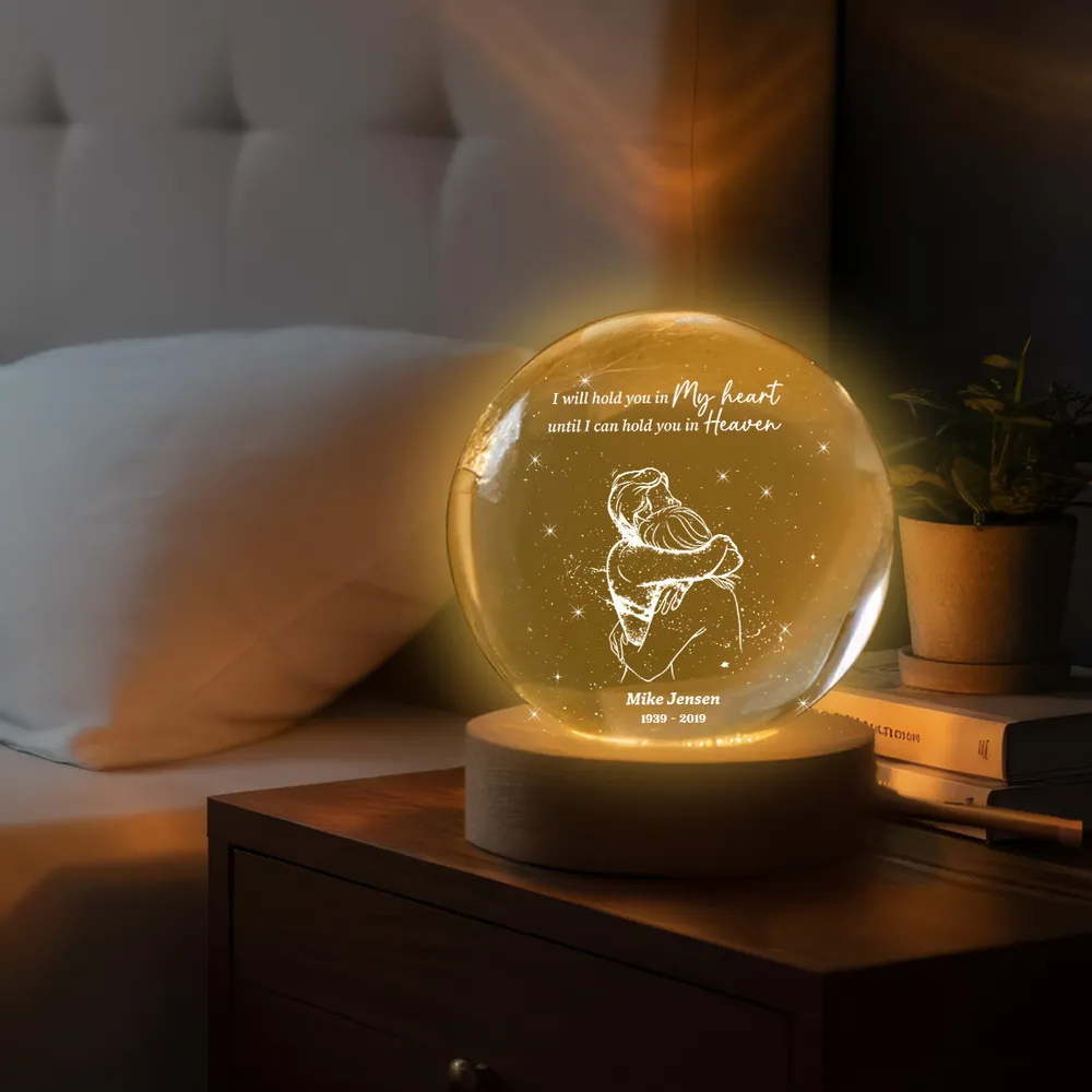 Personalized Globe Lamp Night Light for Memorial Keepsake, Couple Hugging Starry Design, Unique Sympathy Gift - Image 7