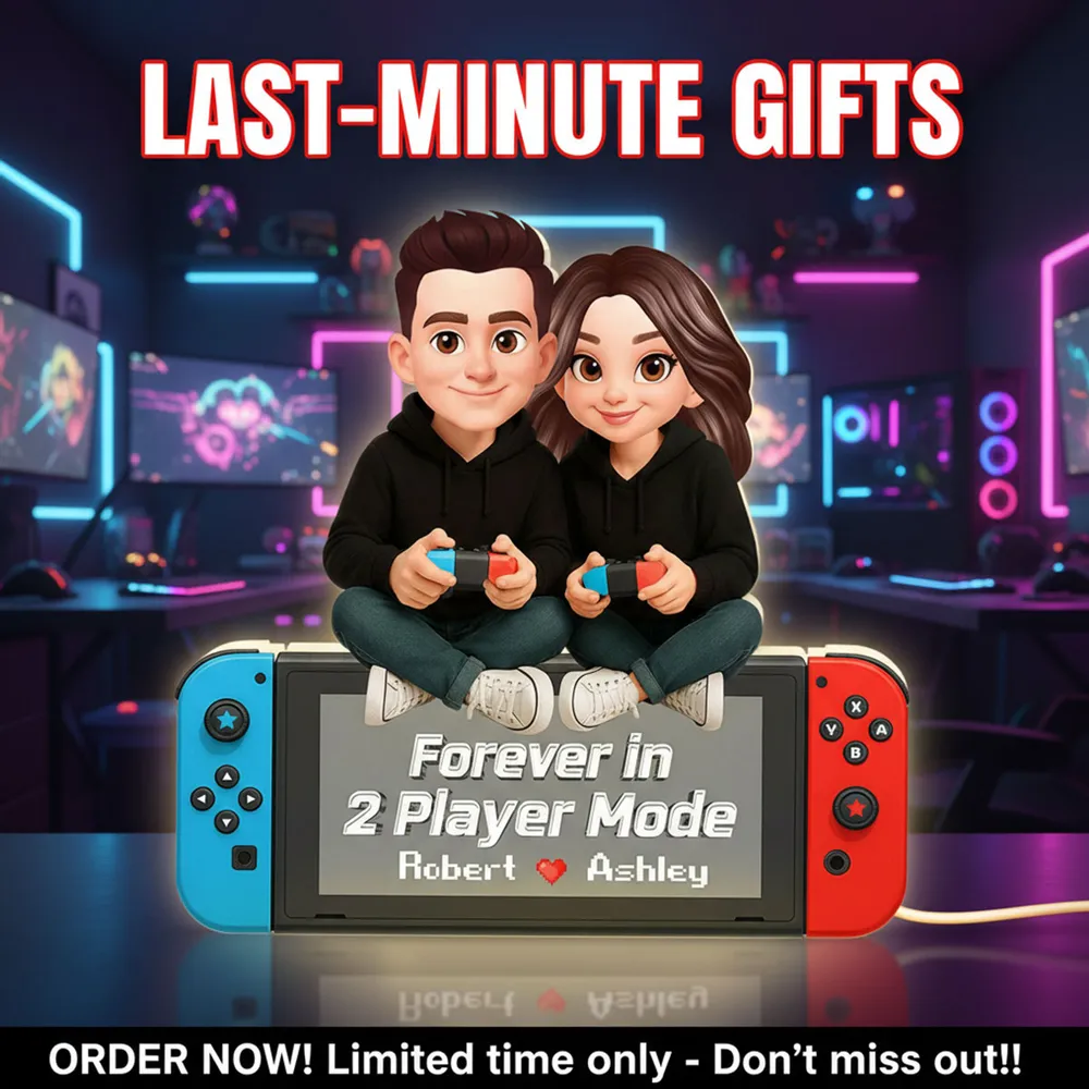 Personalized Acrylic Light Box Gamer Couple Holding Controllers, Starry Night Warm Glow Bedroom Decor, Unique Gift - Image 2