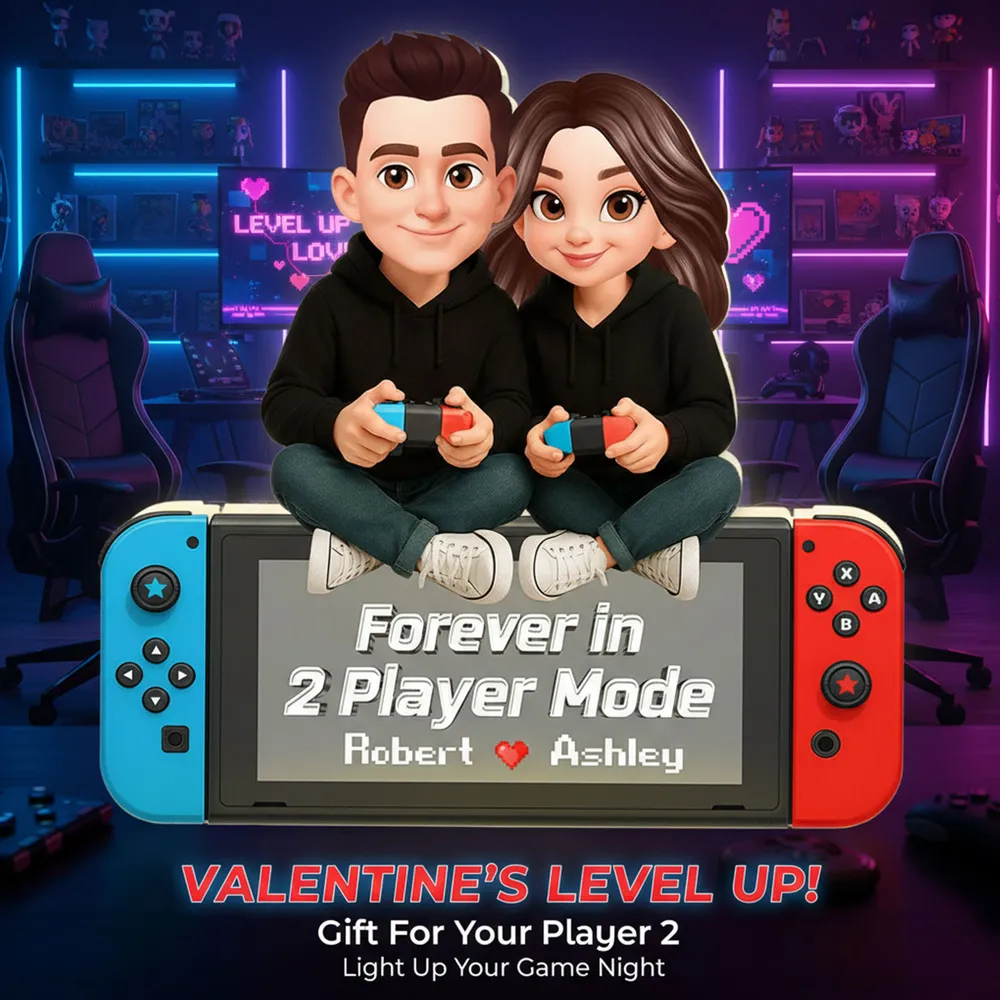 Personalized Acrylic Light Box Gamer Couple Holding Controllers, Starry Night Warm Glow Bedroom Decor, Unique Gift - Image 5