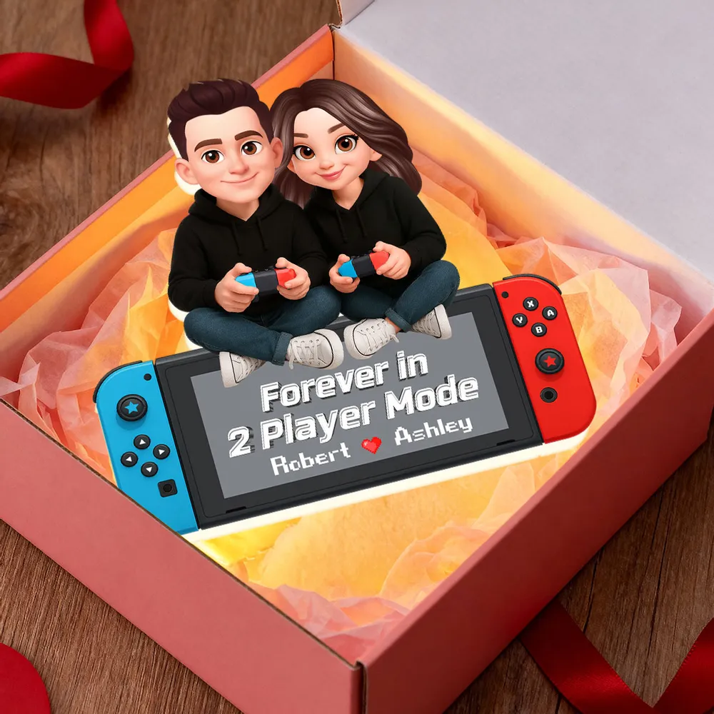 Personalized Acrylic Light Box Gamer Couple Holding Controllers, Starry Night Warm Glow Bedroom Decor, Unique Gift - Image 9