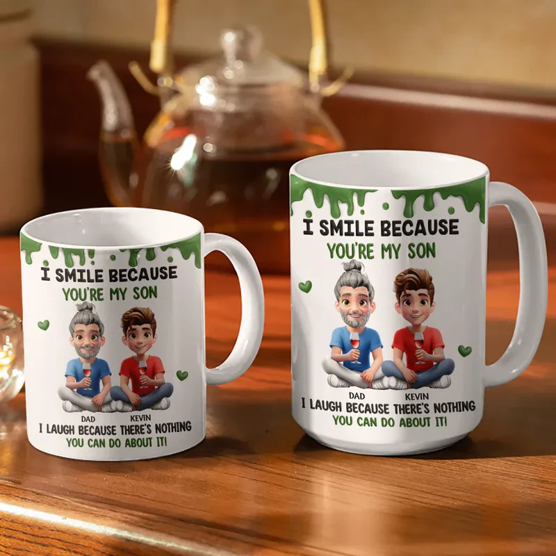 Personalized Ceramic Mug with Funny Mom and Son Quote, Cute Cartoon Sitting Design, Unique Gift for Mom or Son - Image 3