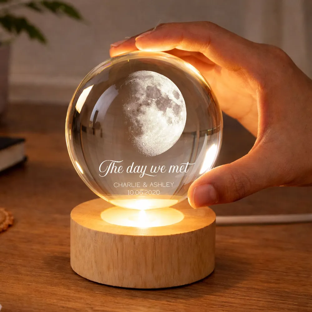 Globe Lamp Personalized The Day We Met Moon Light, Cozy Anniversary Keepsake, Unique Gift for Him or Her - Image 7
