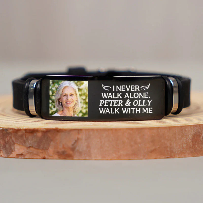 Personalized Silicone Bracelet With Photo You Never Walk Alone Message - A Unique Memorial Gift - Image 6