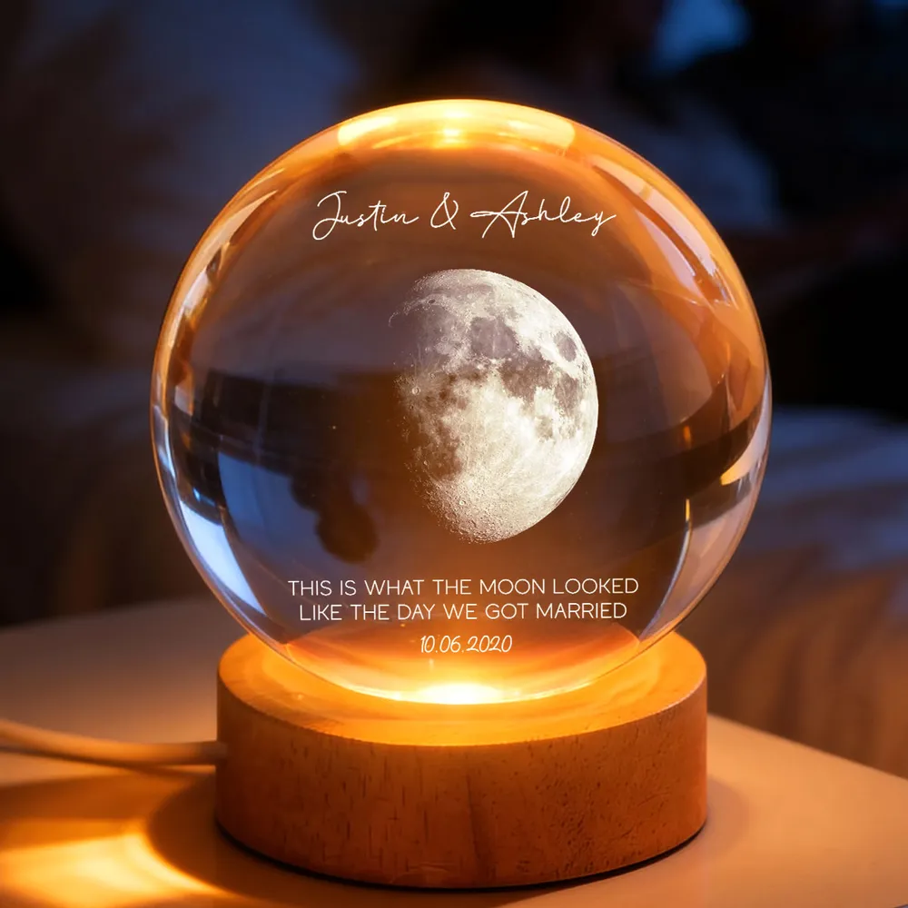 Personalized Globe Lamp Moon Night Light for Couple, Cozy Bedside Decor and Unique Romantic Gift - Image 3