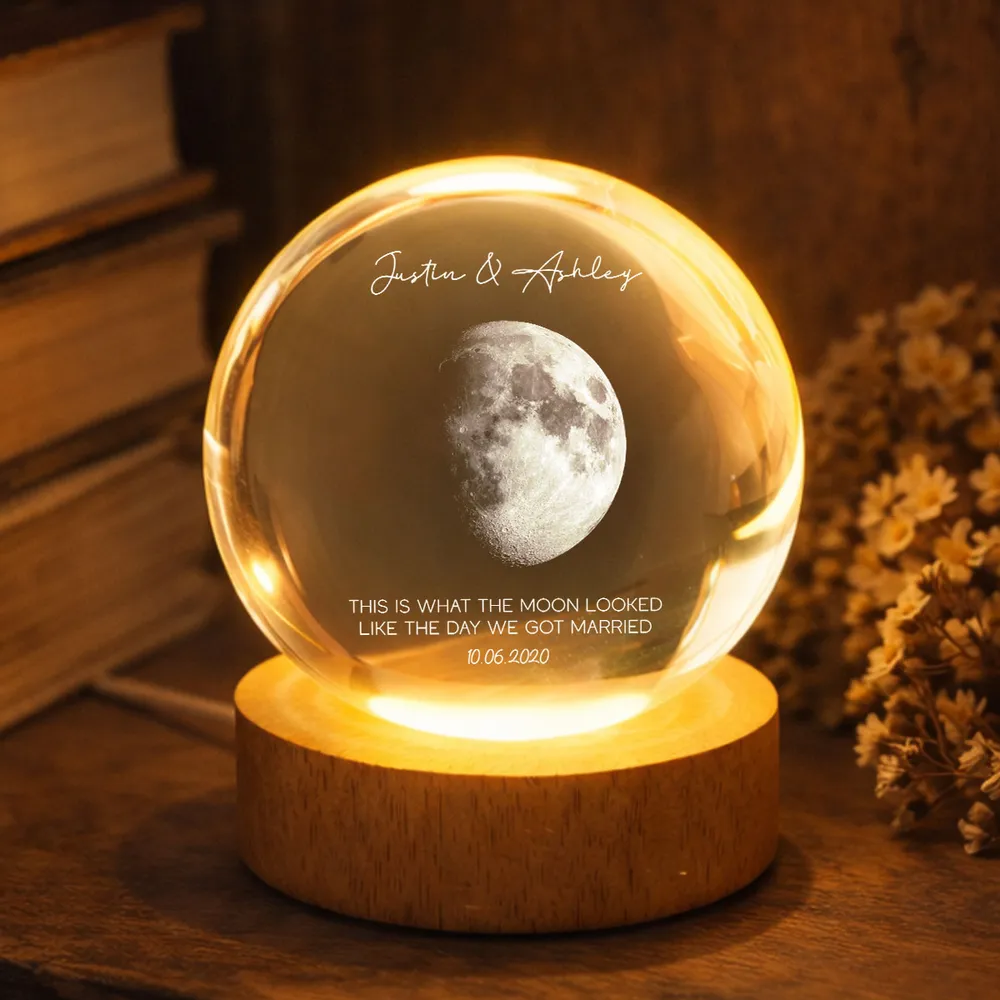 Personalized Globe Lamp Moon Night Light for Couple, Cozy Bedside Decor and Unique Romantic Gift - Image 6