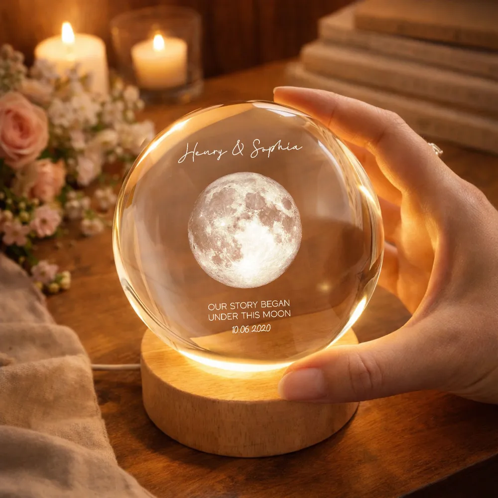 Personalized Globe Lamp Moon Night Light for Couple, Cozy Bedside Decor and Unique Romantic Gift - Image 8