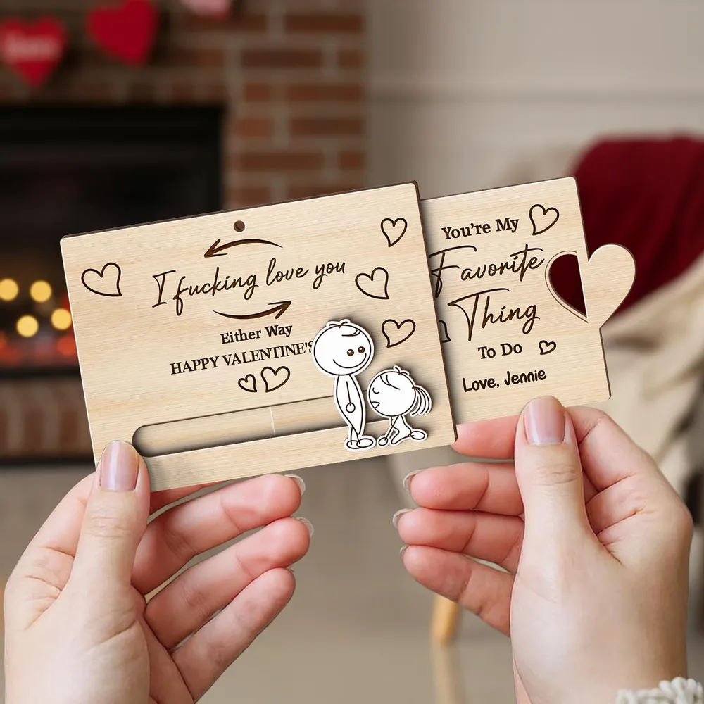 Personalized Wooden Sliding Ornament Funny Couple Love Note Gift for Him or Her, You're My Favorite Thing To Do Valentine Decor - Image 3