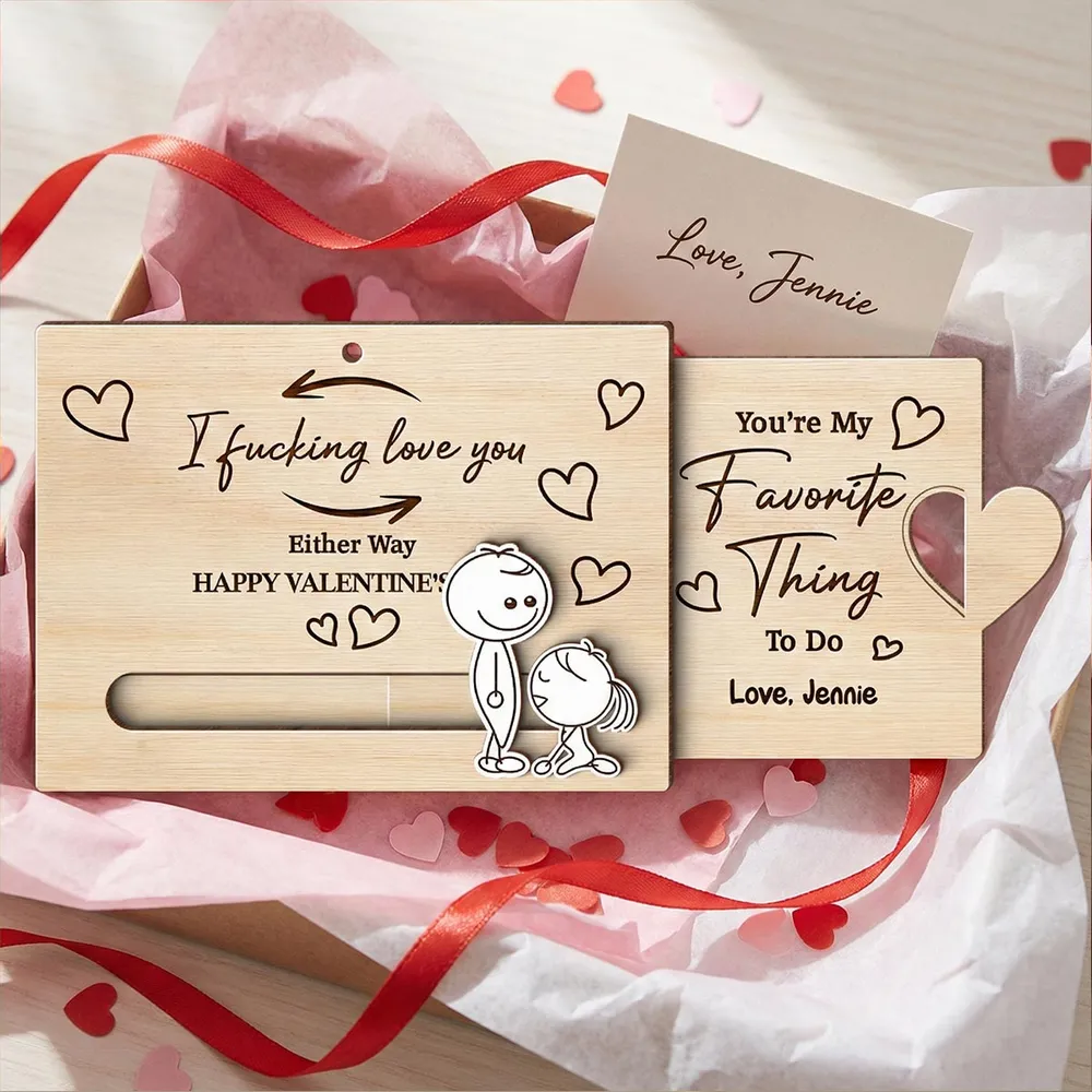 Personalized Wooden Sliding Ornament Funny Couple Love Note Gift for Him or Her, You're My Favorite Thing To Do Valentine Decor - Image 8