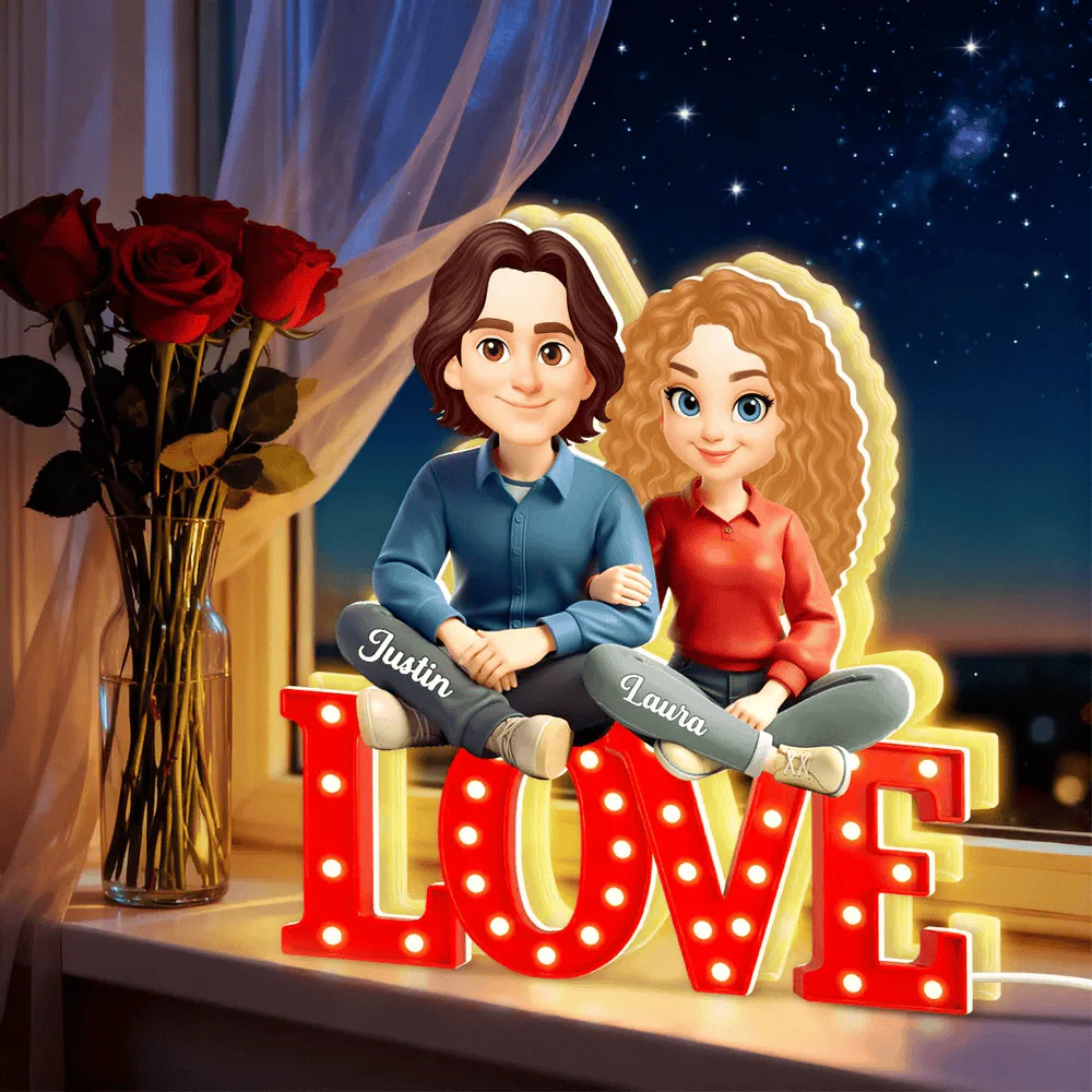 Personalized Couple Acrylic Light Box with Warm Glow LOVE Sign Decor, Unique Keepsake Gift for Him or Her - Image 7