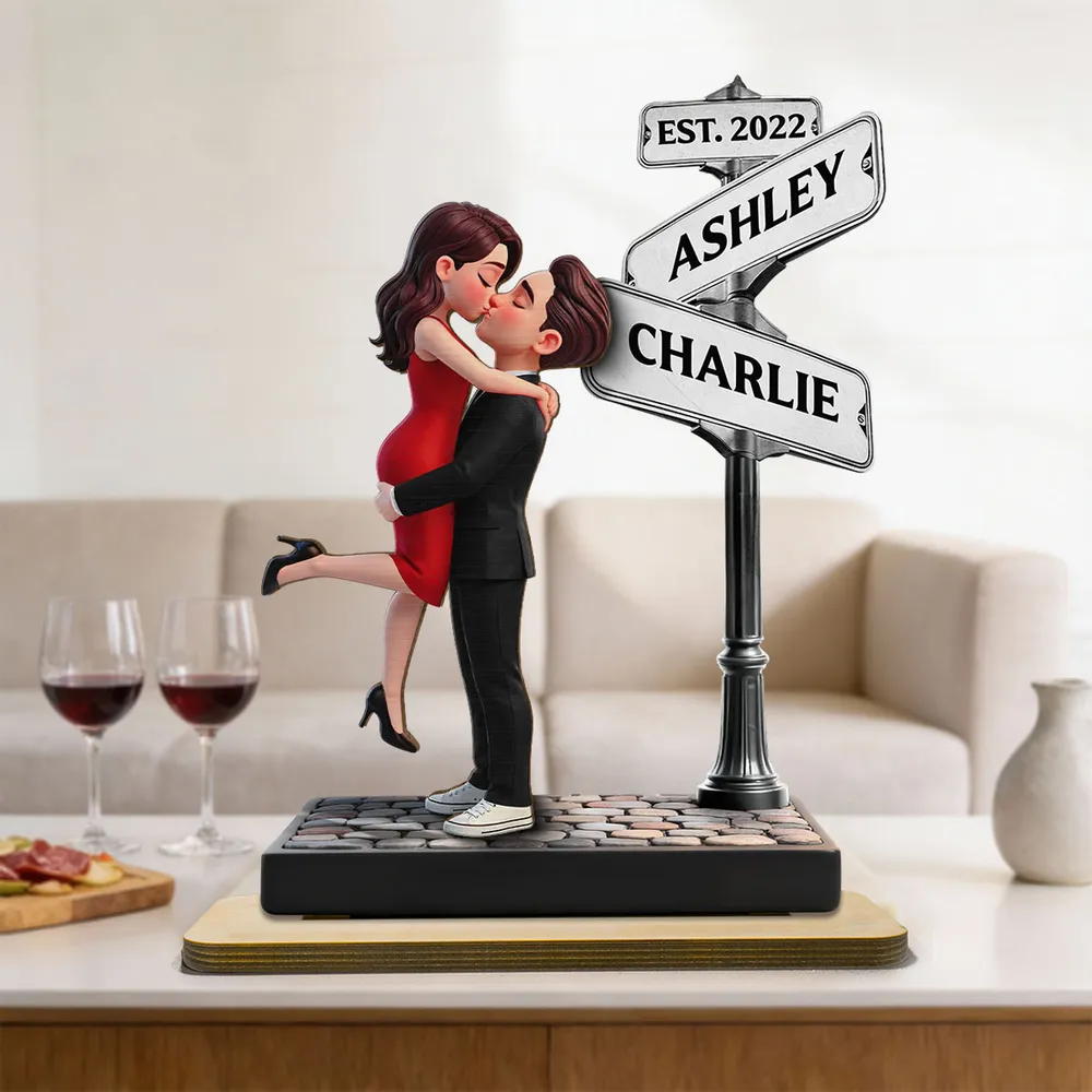 Eternal Love Personalized 2-Layer Wooden Plaque With Hugging Kissing Couple, Sweet Keepsake Gift For Him or Her - Image 2