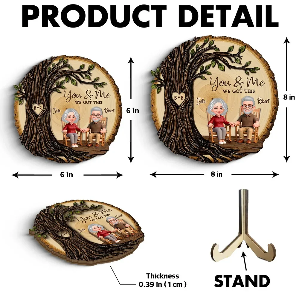 Personalized 2-Layer Wooden Plaque with You & Me We Got This, Couple Holding Hands Under Heart Tree, Unique Gift - Image 4