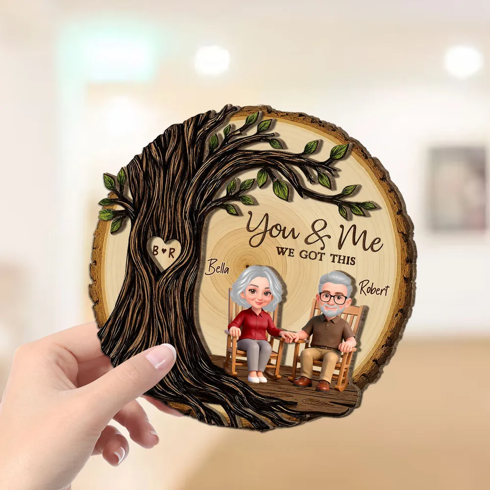 Personalized 2-Layer Wooden Plaque with You & Me We Got This, Couple Holding Hands Under Heart Tree, Unique Gift - Image 5