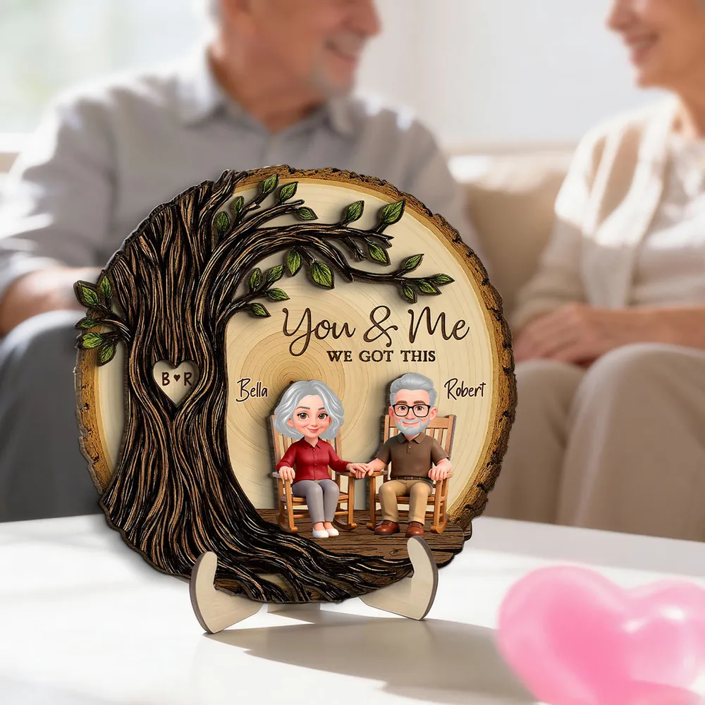 Personalized 2-Layer Wooden Plaque with You & Me We Got This, Couple Holding Hands Under Heart Tree, Unique Gift - Image 7