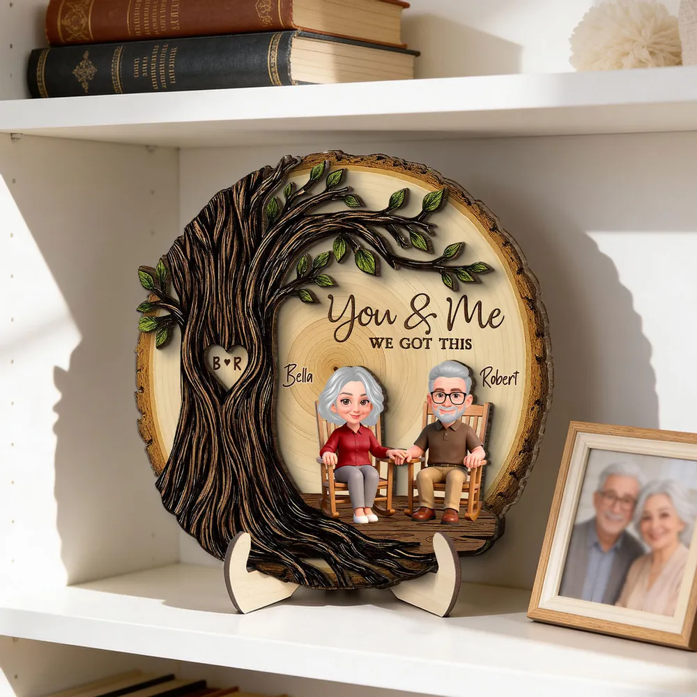 Personalized 2-Layer Wooden Plaque with You & Me We Got This, Couple Holding Hands Under Heart Tree, Unique Gift - Image 8