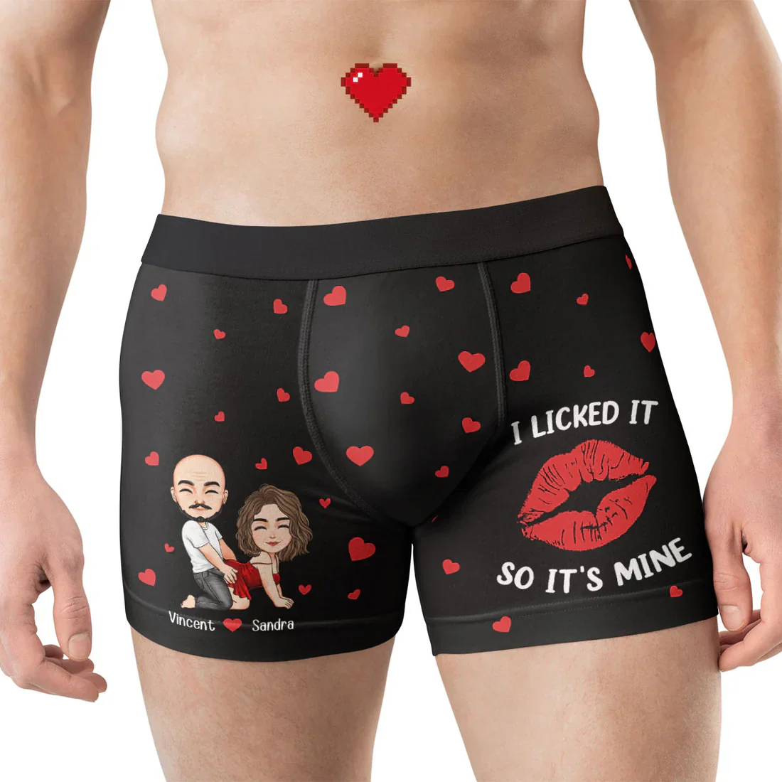 Personalized Men's Boxer Briefs with Cartoon Couple & 'I Licked It So It's Mine' Funny Romantic Gift for Husband - Image 5
