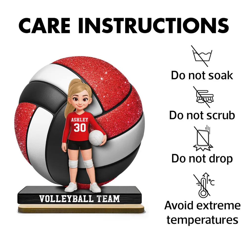 Personalized 2-Layer Wooden Plaque Volleyball Player in Gym - Unique Team Gift with Bold Sparkle Look - Image 8
