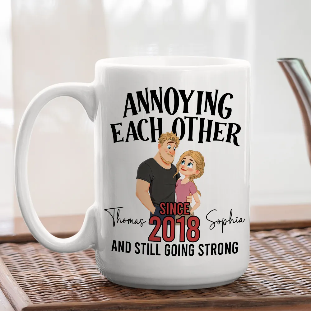 Personalized Ceramic Mug with Cute Couple Illustration for Morning Coffee, Funny Romantic Gift for Couples - Image 6