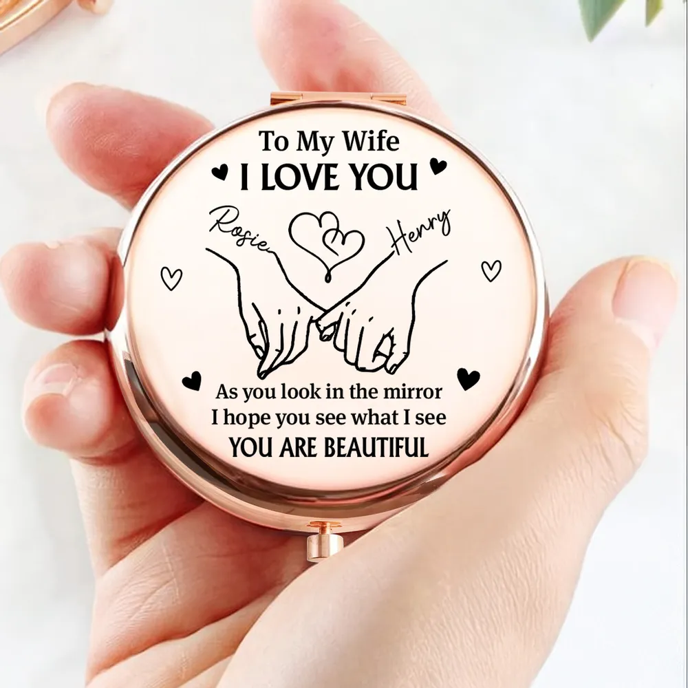 To My Wife I Love You Metal Compact Mirror, Personalized Romantic Keepsake, Pocket Mirror She'll Carry Daily, Unique Gift - Image 2