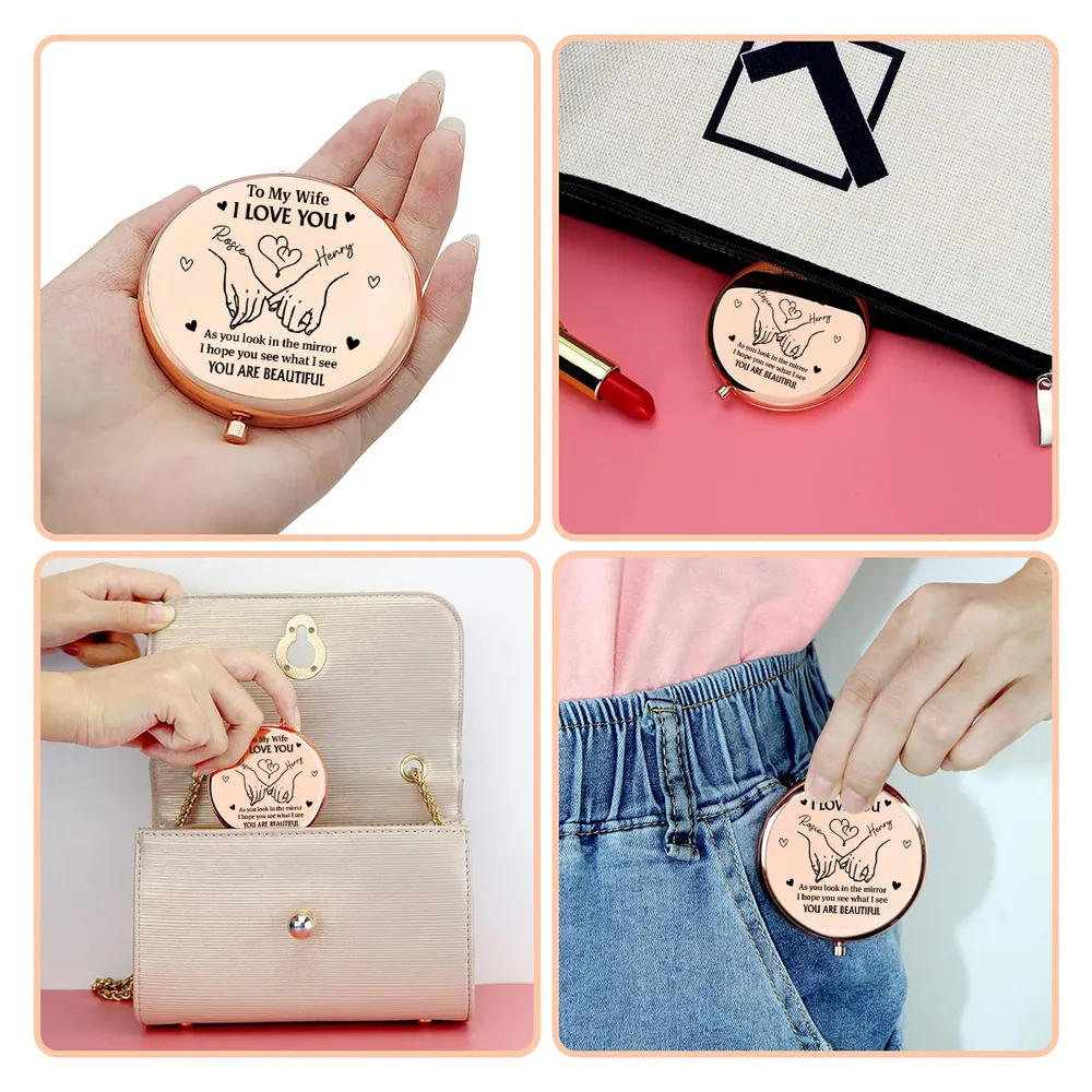 To My Wife I Love You Metal Compact Mirror, Personalized Romantic Keepsake, Pocket Mirror She'll Carry Daily, Unique Gift - Image 5