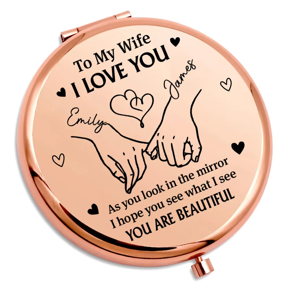 To My Wife I Love You Metal Compact Mirror, Personalized Romantic Keepsake, Pocket Mirror She'll Carry Daily, Unique Gift - Image 6