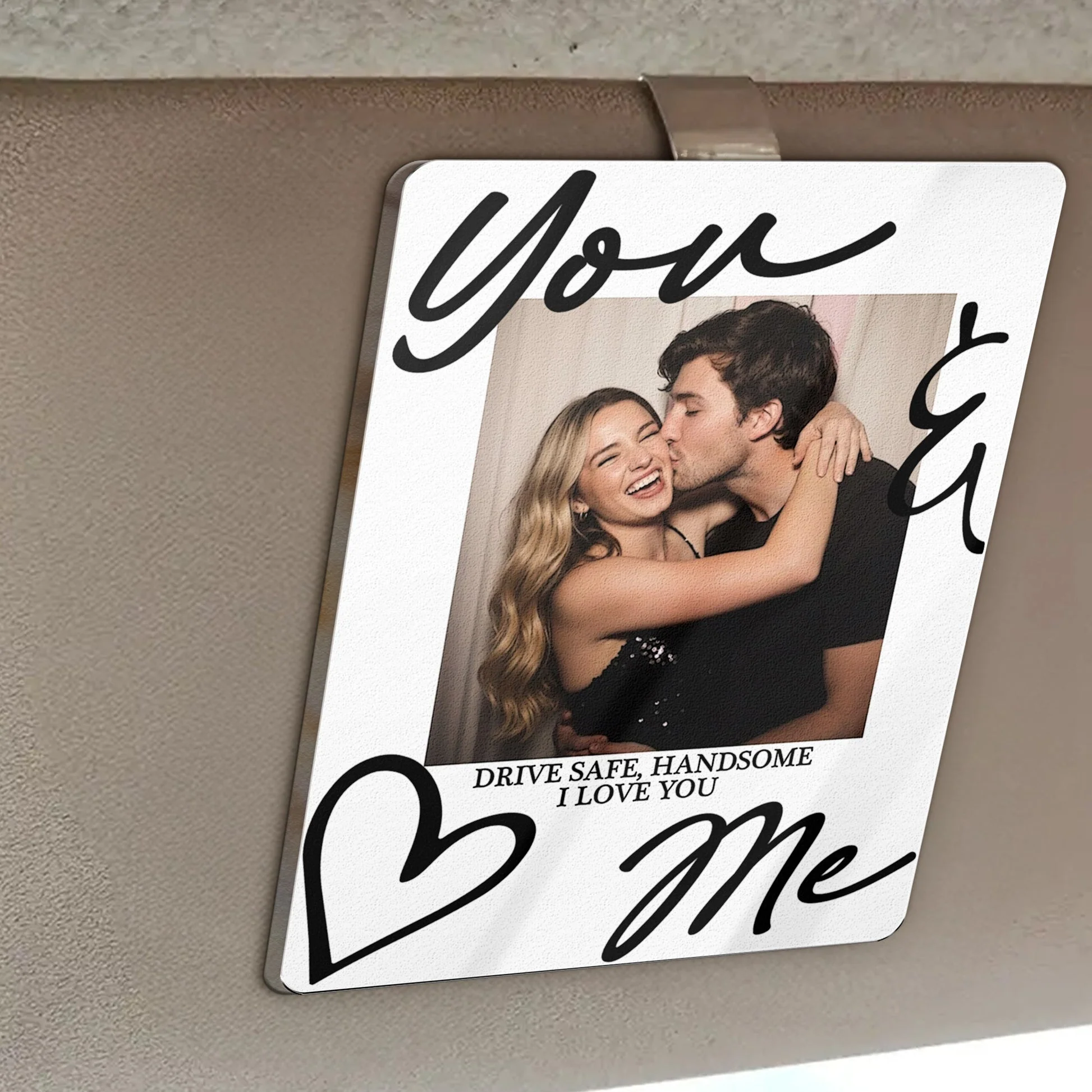 You & Me Acrylic Car Visor Clip, Personalized Photo Keepsake for Daily Commutes, Sweet Romantic Gift for Couples - Image 3