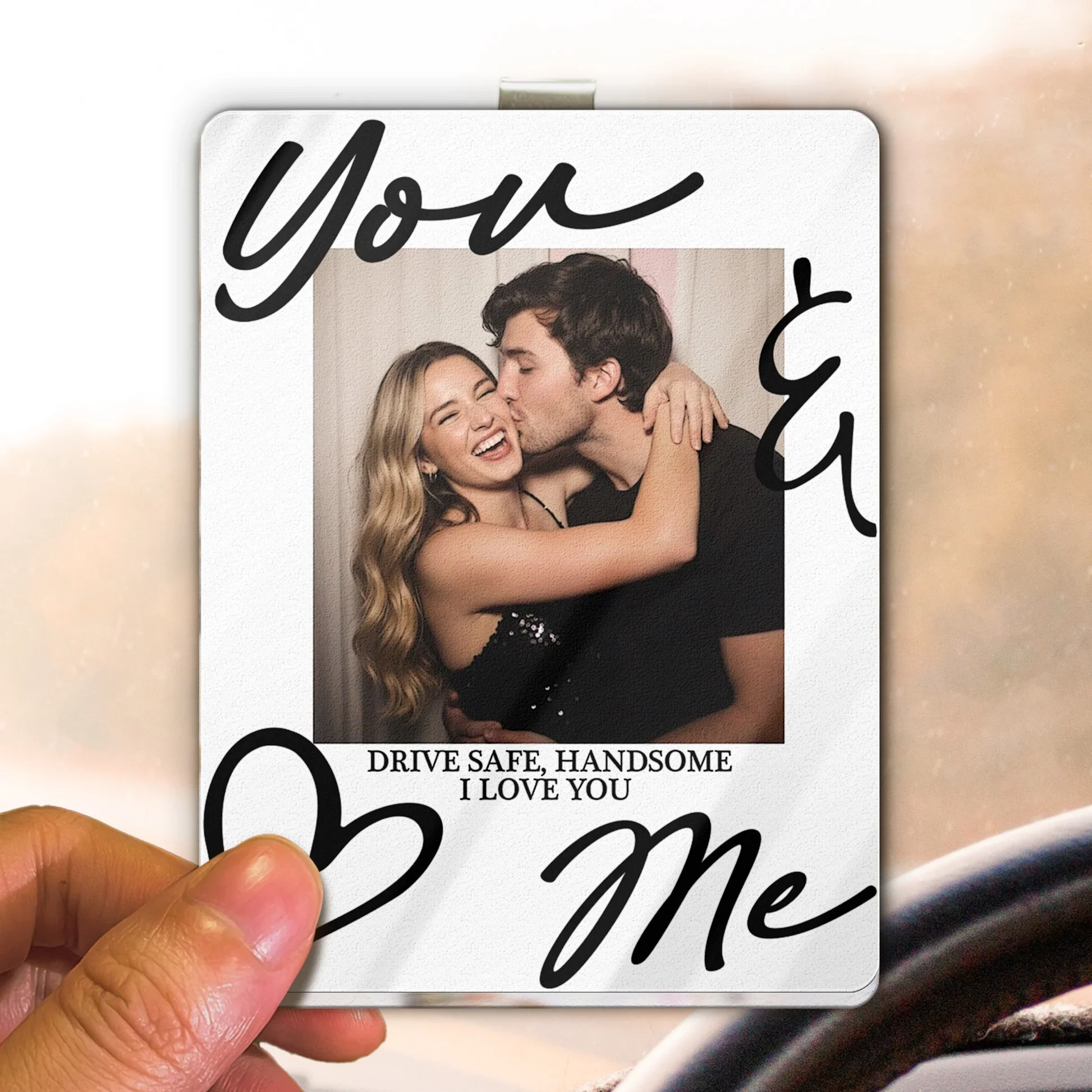 You & Me Acrylic Car Visor Clip, Personalized Photo Keepsake for Daily Commutes, Sweet Romantic Gift for Couples - Image 6