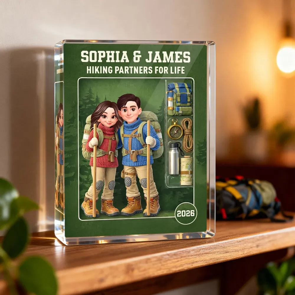 Personalized Rectangle Acrylic Block Plaque Hiking Couple Keepsake for Desk Decor - Unique Gift for Him or Her - Image 7