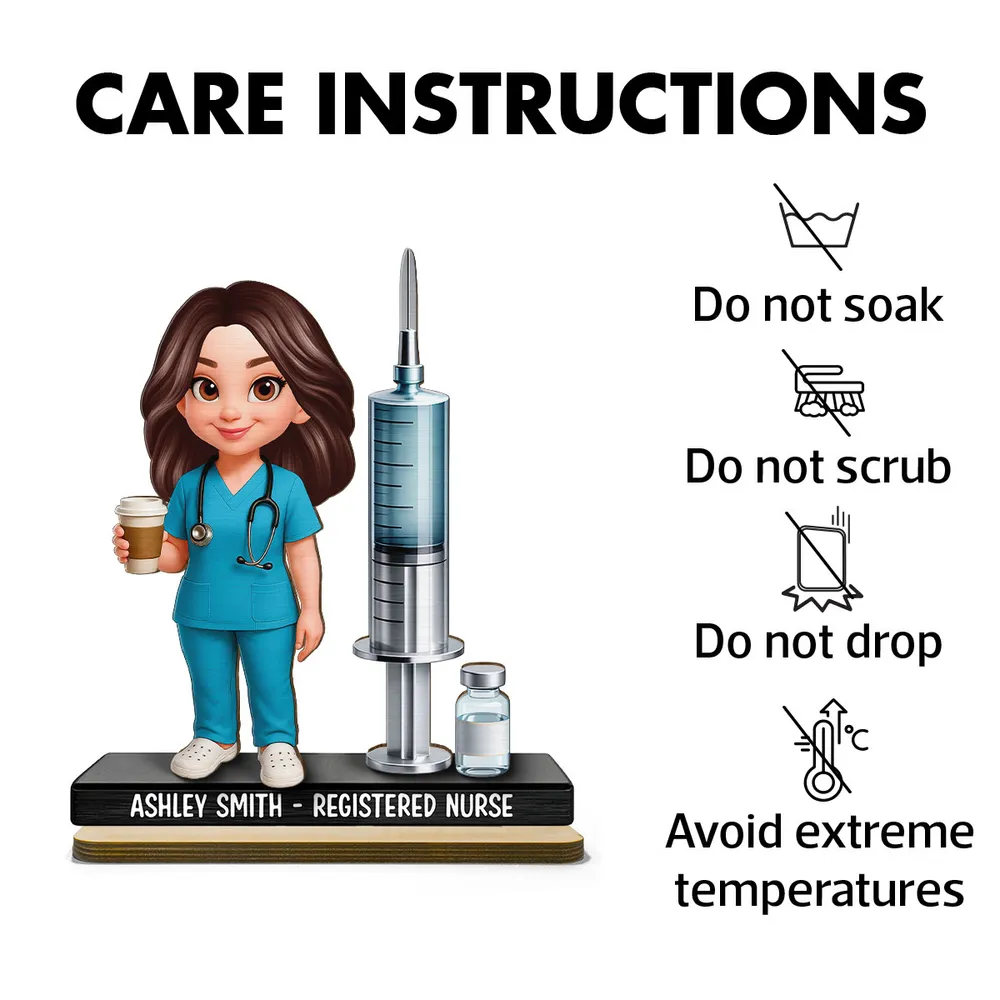 Personalized 2-Layer Wooden Plaque Nurse Figurine with Scrubs & Stethoscope - Unique Gift for Nurses - Image 4
